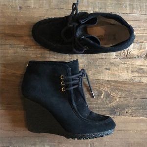 Michael Kors Black Suede Wedge Bootie